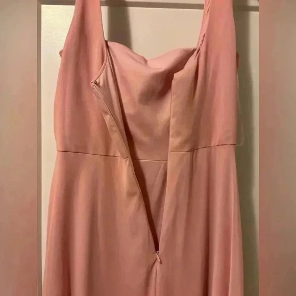 SQUARE NECK CHIFFON MAXI DRESS WITH CIRCLE SKIRT IN ROSE - PANTONE ROSE QUARTZ - Picture 12 of 12